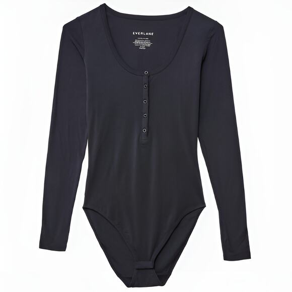 Everlane Tops - Everlane Womens‎ Balletcore Pima Cotton Scoop Neck Long Sleeve Henley Bodysuit S